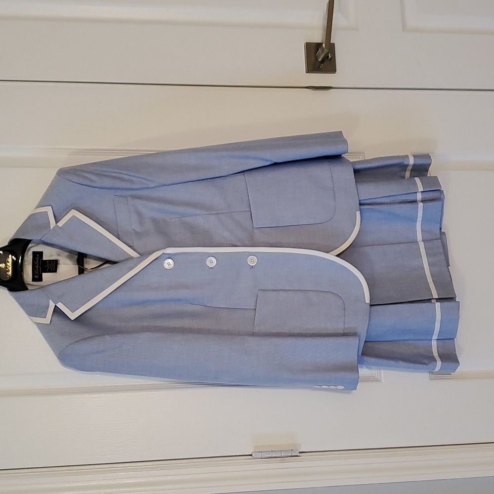 Brooks Bros Professional 2-pc Light Bl Box Pleats Skirt w Jacket Suit Sz 6 NWOT